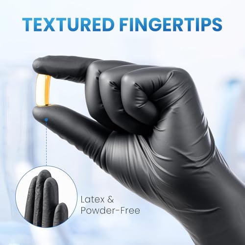 Borje Nitrile Gloves Small, 100 Count Disposable Gloves, Black, 6 Mil - color: Black of 100, size: Small