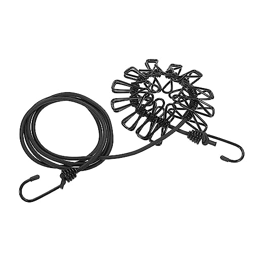 ALINNA Black Retractable Portable Clothesline, Windproof Travel Clothesline with 12 Clothespins for Indoor Laundry Drying, Outdoor Camping Accessories