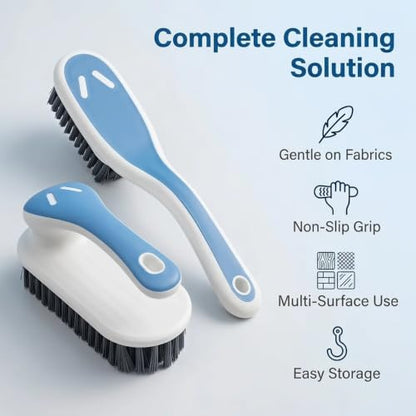 Gentle Scrubbing Tool Set for Laundry and Household Stain Removal, Handheld Scrubbers for Shoes, Clothes, Carpets, Bathroom Tiles, Blue, 2 Pack (Blue) - color: Blue