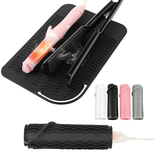 Silicone Heat Resistant Mat for Hair Tools, 11" x 7.5", Black - color: Black