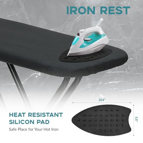 RAINHOL Ironing Board 48x15, Black Wide Full Size Iron Table - color: Black, size: 48"L x 15"W