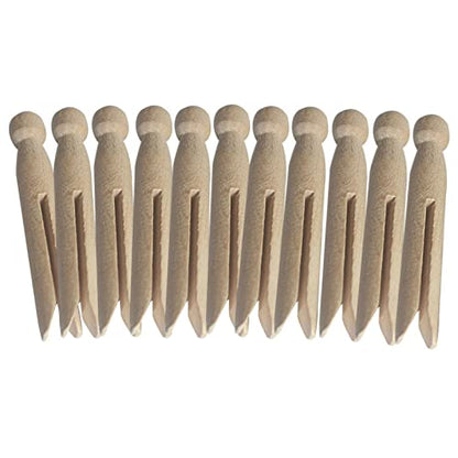 Round Wooden Clothespins, 12pcs Durable Wood Clips Dolly Style Traditional Heritage Clothes Peg Old Fashioned for Outdoor Clothesline Home Kitchen Travel DIY Projects
