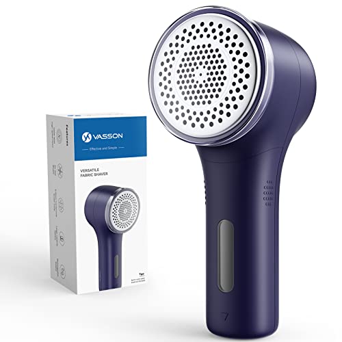 VASSON Fabric Shaver, Sweater Shavers to Remove Pilling, High-Perf Defuzzer, Rechargeable Electric Lint Shaver for Fuzz and Lint Balls from Clothing, Upholstery, Bedding (Blue) - color: Blue