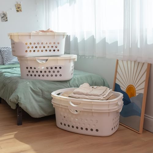 IRIS USA Laundry Basket, 51L Plastic Hip Hold Hamper, 4 Pack, 1.5 Bushel - color: White, size: 50L - 4 Pack