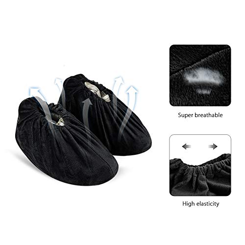LAKE OF FIRE 5-Pair Reusable Shoe Covers, Non-Slip, Washable, and Thickened Boot Covers for Floor and Carpet Protection - color: 5 Black
