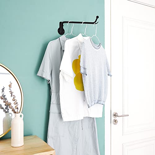 Mkono Wall Mounted Drying Rack Laundry Hook with Swing Arm Valet Rod 2 Pack - color: Black