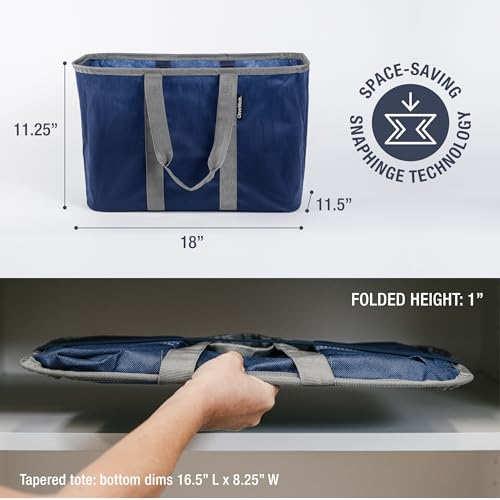 CleverMade EcoBasket Collapsible Grocery Tote, 30L Structured Tote Bag - color: Blue/Gray, size: 30l - 1 Pack