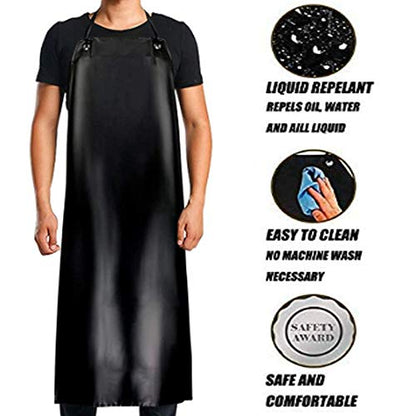 Lchkrep Men's Waterproof Apron Black, Lightweight Vinyl Aprons Rubber Apron for Dishwashing, Butcher apron - color: Black-1pack