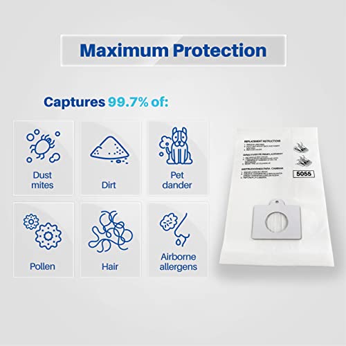 K&J 12-Pack Vacuum Bags, Compatible with Kenmore Q/C, 5055, 50557, 50558, 400 Series, 600 Series, and Panasonic C-5 Canister Vacuums