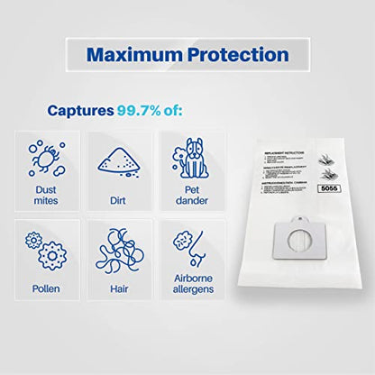 K&J 12-Pack Vacuum Bags, Compatible with Kenmore Q/C, 5055, 50557, 50558, 400 Series, 600 Series, and Panasonic C-5 Canister Vacuums