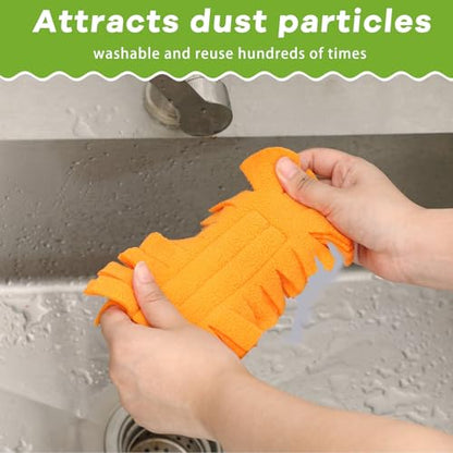 12 Pcs Reusable Duster Refills Washable Pads, Orange - color: Orange