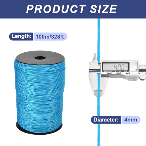 MECCANIXITY 5/32 Inch Braided Polypropylene Rope 328ft Lake Blue - color: Lake Blue, size: 5/32 Inch