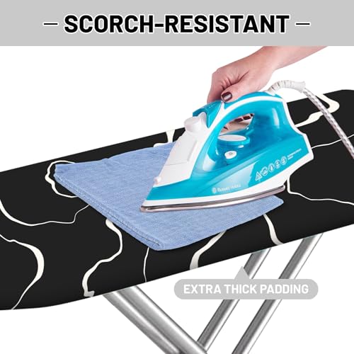 Extra Thick Ironing Board Cover and Pad, 15x54 Ironing Board Cover, Resist Scorching and Staining,Elastic Edges,Modern Art Geometric Black - color: Geometric Black
