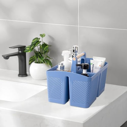 Plastic Shower Caddy, Portable Shower Basket with Handle, Dark Blue - color: Dark Blue