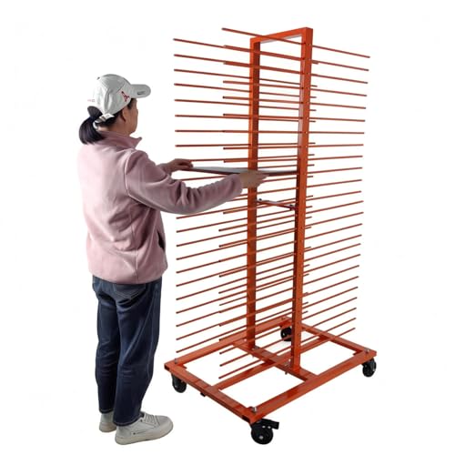 Heavy-Duty 50 Shelves Paint Drying Rack with 4 Casters, 25lbs per Shelf for Cabinet Doors, Full-Size Panels, Art Studios – Mobile & Sturdy
