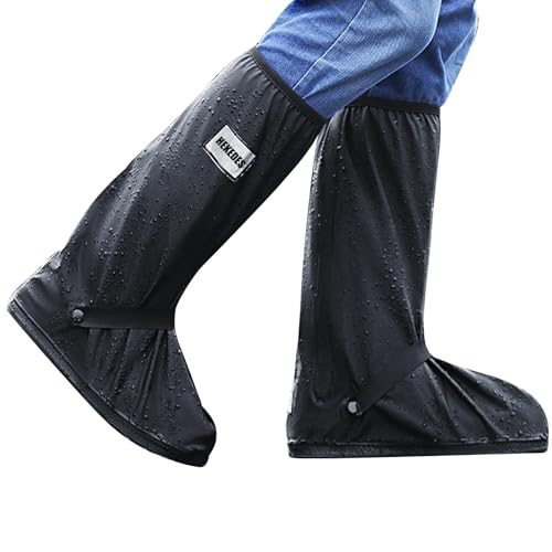 Waterproof Shoe Covers, Reusable & Foldable Rain Boot Shoe Cover with Zipper, Non-Slip, Reflector, Men Women Rain Gear, Black - size: Small