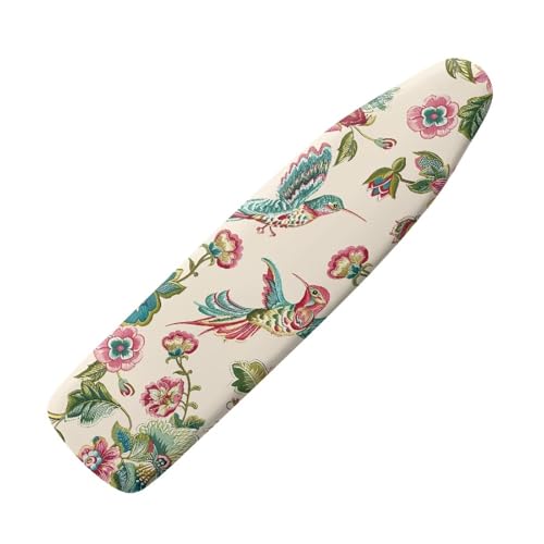 Hummingbird Ironing Board Cover with Padding Standard Size Bohemia Flower Padded Iron Board Cover with Elastic Edge and Adjustable Fasteners Padding Decorative Covers 15x54 - color: Hummingbird Bohemia Flower