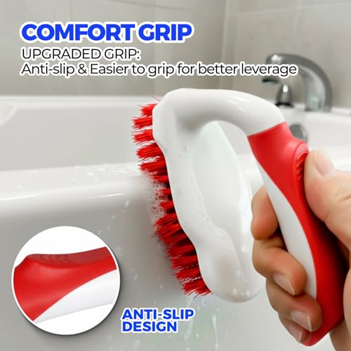 Holikme 6 Pack Cleaning Brush Scrub Brush Kitchen Brush for Floor,Red - color: Red