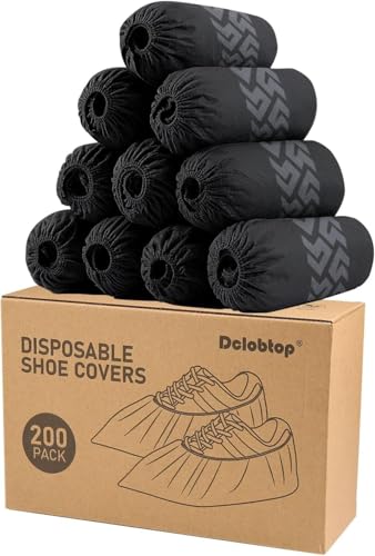 Shoe Covers Disposable Non-Slip - Black Booties for Shoe Covers, Non-Woven Fabric Disposable Shoe Covers in 200 Packs, Boot Covers for 9-11 US Men&10-12 Us Wowen - size: Black Set of 200(L)