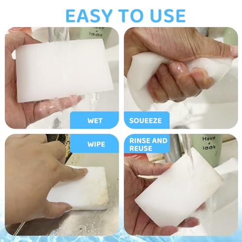 100 Pack Magic Sponges Cleaning Erasers, Long-Lasting Melamine Foam for Cleaners Bulk Cleaning, Melamine Sponges for Bathtubs, Floors, Baseboards, Bathrooms, and Walls