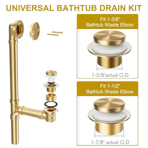Champagne Bronze Bathtub Drain Kit with Overflow and Hair Catcher - color: Champagne Bronze