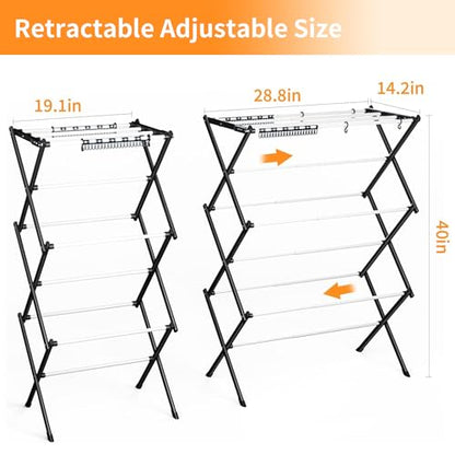 Foldable Drying Rack Clothing Clothes Drying Rack White-1pack - color: White