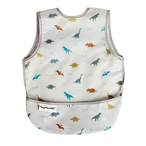 Tiny Twinkle Mess Proof Baby Bib for Boys | Waterproof Toddler Bib for Eating | Baby Apron for Feeding, Machine Washable | Perfect Shower Gift (Dinosaur, 6–24M) - color: Dinosaur, size: Small 6-24 Months