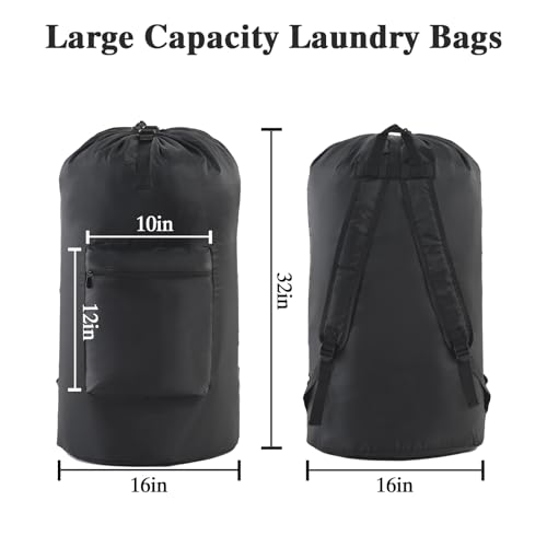 OTraki Laundry Bag Backpack, Portable Travel Dorm Laundry Bag with Adjustable Shoulder Straps, Large Heavy Duty Dirty Clothes Laundry Backpack for College Dorm,Drying Do Not Exceed 176℉ Black - size: 16 x 32 Inch