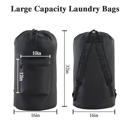 OTraki Laundry Bag Backpack, Portable Travel Dorm Laundry Bag with Adjustable Shoulder Straps, Large Heavy Duty Dirty Clothes Laundry Backpack for College Dorm,Drying Do Not Exceed 176℉ Black - size: 16 x 32 Inch