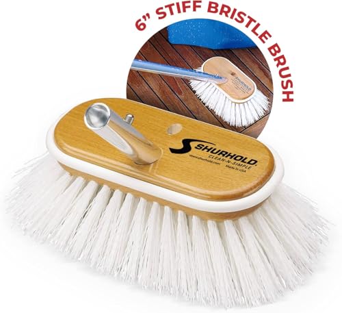 Shurhold 950 6" Deck Brush with Extra Stiff White Polypropylene Bristles - style: Extra Stiff, White
