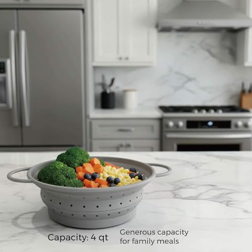 4‑Quart Silicone Collapsible Colander & Kitchen Collapsible Strainer - size: 4-Quart