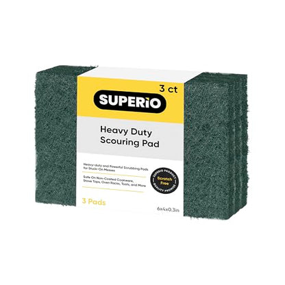 Scouring Pad Non-Scratching Scrubber Non-Scratch Cleaning Scrub Pads Heavy Duty Scouring Pad Reusable Kitchen Scrubbing Pad Pack of 3 Green, by Superio - color: Green, size: 3-pack