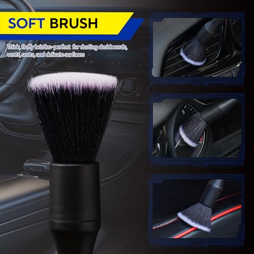 7PCS Car Detailing Brush Kit - Ultra Soft Boars Hair Car Interior Detailing Brushes, Includes 4 Different Brushes, Multi-use for Cleaning Interior or Exterior - Perfect Car Accessory Gift - size: 7PCS-A