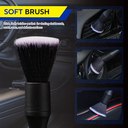 3PCS Car Detailing Brush Set, Ultra Soft Bristle Auto Interior Cleaning Brushes, Scratch-Free Dashboard Duster Kit for Vents, Leather, Screen, Console and Household Cleaning - size: 3PCS-A