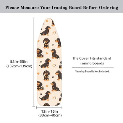 Dachshunds Ironing Board Covers Durable Stain Resistant Hook and Loop Fastener Strap Easy to Install - color: Dachshunds