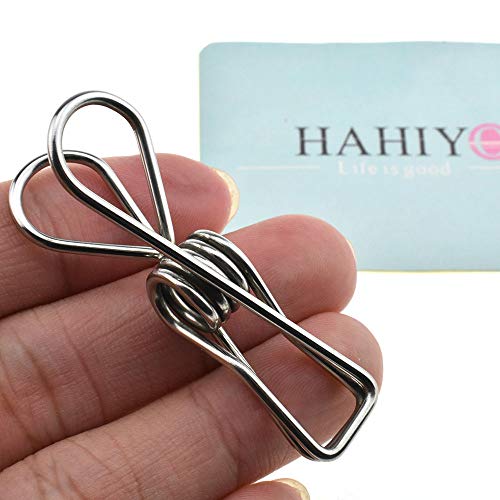 HAHIYO Clothespins Chip Clips All Metal Stainless Steel No Rust Stains Strong Grip in Heavy Wind 2 Inches 24 Pack Do Not Fall Apart Open Wide for Holding Clothes Snack Bag Clamps - size: 2 inch 24 Pack