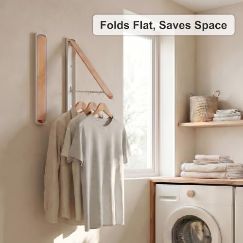 RFOUO White Foldable Wall Mounted Clothes Drying Rack,Laundry Hanger,1 Pack - size: 1 Pack