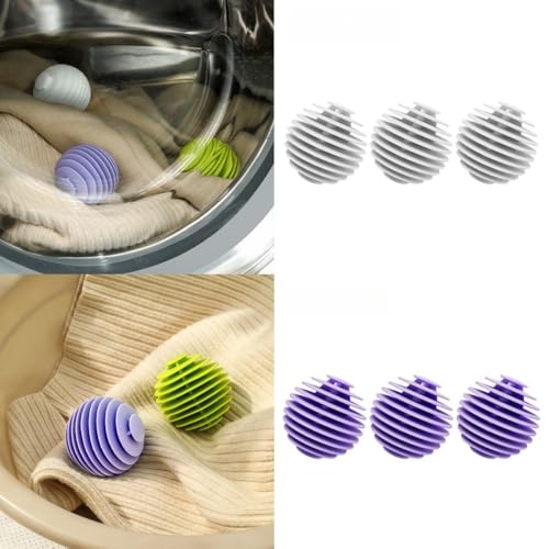 6pcs Laundry Ball, Silicone Wash Ball for Washing Machine, Lint Remover Dryer Balls, Soft Pet Fur Catcher Balls for Laundry, Reusable Home Gadgets(White/Purple)