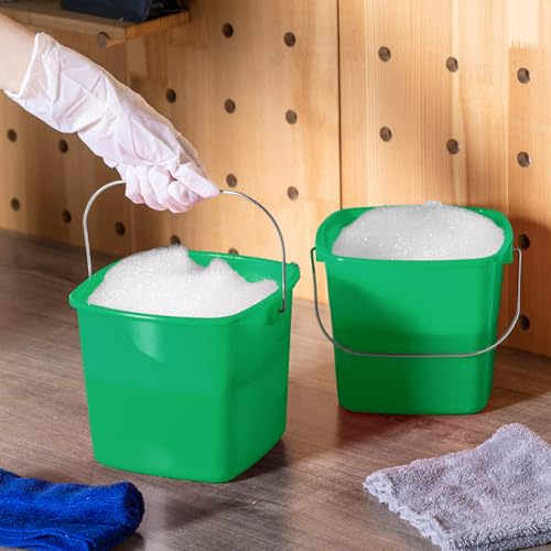 Zhehao 6 Pcs 3 Quart Small Sanitizer Cleaning Bucket, Dark Green - color: Dark Green