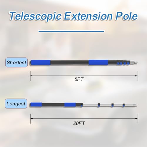 18FT Telescopic Extension Pole-3-12FT Multi-Purpose Extension Pole with Easy Flip Lock, Universal Twist-on Metal Tip, Lightweight Sturdy Aluminum Paint Roller Extension Pole for Window Cleaning