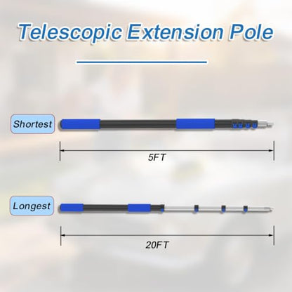 18FT Telescopic Extension Pole-3-12FT Multi-Purpose Extension Pole with Easy Flip Lock, Universal Twist-on Metal Tip, Lightweight Sturdy Aluminum Paint Roller Extension Pole for Window Cleaning