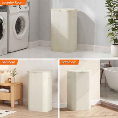 Lifewit 105L Large Laundry Hamper with Lid, Removable Inner Bag, White - color: White, size: 105L