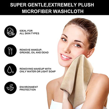 SINLAND Microfiber Facial Cloths Fast Drying Washcloth 12inch x 12inch (2pack, Cream) - color: Cream, size: 1 Count (Pack of 2)