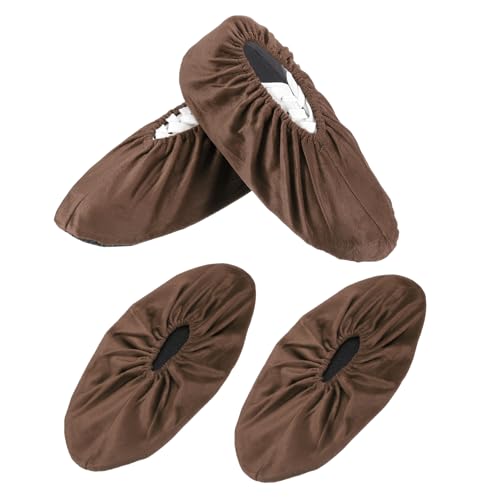PATIKIL Reusable Shoe Covers, Non-Slip Shoe Protectors Covers Polyester Washable Foot Boot Covering - color: Brown, size: 13 inch