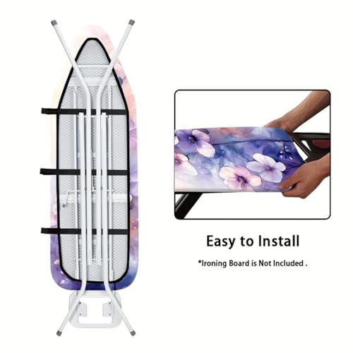 Nuxovilar Watercolor Purple Pink Ironing Board Cover Cotton 15"x54" - color: Ylu03222, size: 15×54 inch