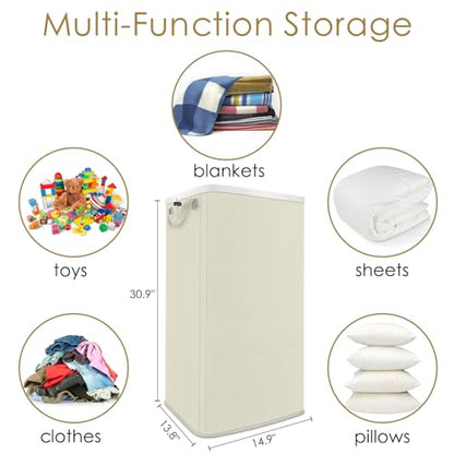 SNIGJAT Extra Large Laundry Hamper, Folding 100L Laundry Basket, Beige - color: Beige, size: 100L