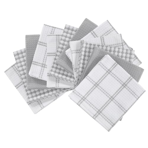T-Fal Premium Waffle Dish Cloths: Highly Absorbent, Super Soft Long Lasting - 100% Cotton, 12"x13" Towel for Cleaning & Drying, (12-Pack), Gray - color: Gray, size: 12-Pack