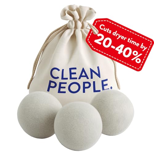The Clean People 100% New Zealand Wool Dryer Balls - 3 Pack - for Laundry, Fabric Softening, Anti Static, No Lint, Odorless and Reusable - size: 3 Count