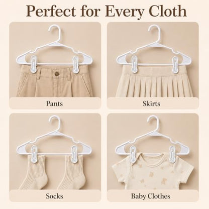 30 Pack Hanger Clips for Pants, Skirts, Baby Clothes, White - color: White