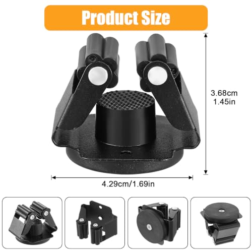 4 Pcs Magnetic Broom Holder Heavy Duty, 12Lbs Magnetic Tool Holder Wall Mount with Anti-Slip Rubber Gripper, No-Drill Mop Broom Holders for Garage Kitchen Laundry RV Van Accessories, Black
